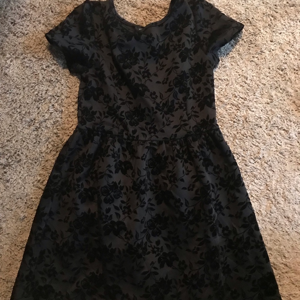 Black & Velvet Skater Skirt Dress